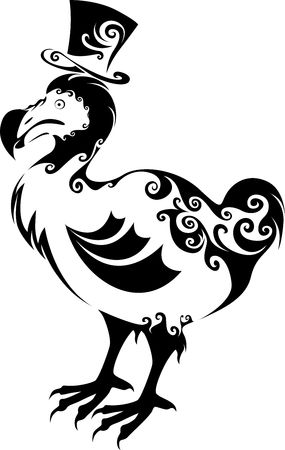 Dodo bird with a top hat on his headのイラスト素材