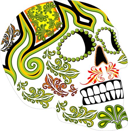 Day of the dead. Mexican festival. Ornamented skullのイラスト素材