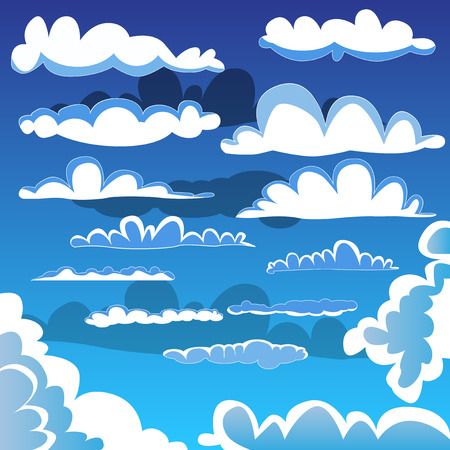 Collection of illustrated cartoon clouds.のイラスト素材