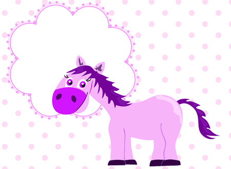 Pink princess horse with blank bannerのイラスト素材