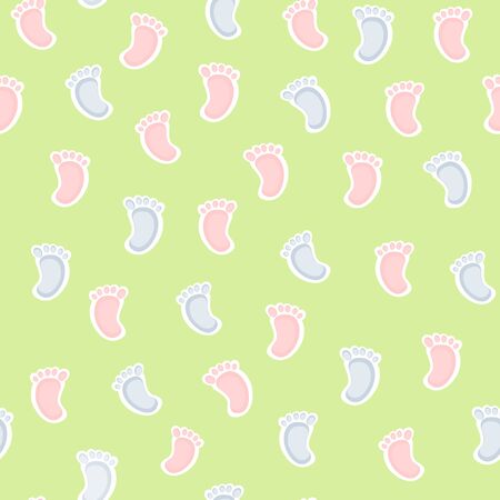 Seamless pattern with blue and pink baby sole.のイラスト素材