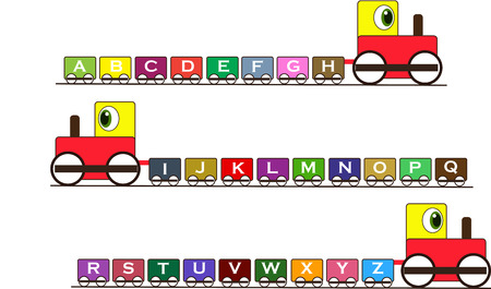 Vector illustrated abc train with colorful carriage.のイラスト素材