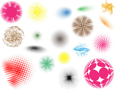 Set of abstract halftone effects isolated on white background.のイラスト素材