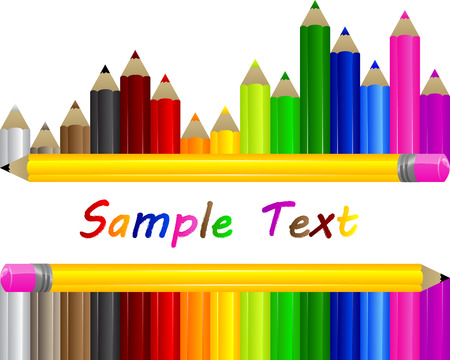 Vector coloring pencils border with copy space.のイラスト素材