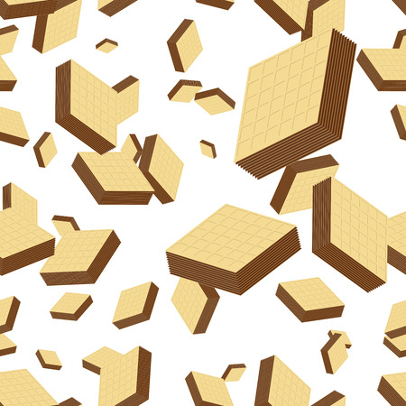 wafers filled with chocolate seamless backgroundのイラスト素材