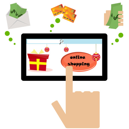 illustrated online shopping with three payment methodsのイラスト素材