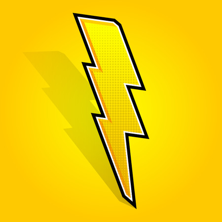 Vector illustrated lightning bolt on yellow background.のイラスト素材