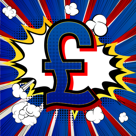 Pound comic book style symbol on abstract background.のイラスト素材