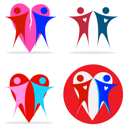Set of abstract couple relationship icons.のイラスト素材