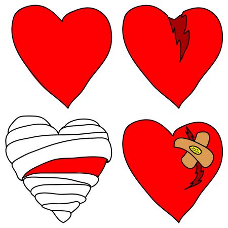 Set of vector doodle hearts on white background.のイラスト素材