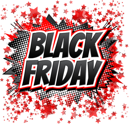 Black Friday - Comic book style word on comic book abstract background.のイラスト素材