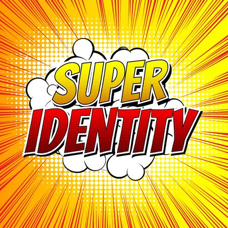 Super identity - Comic book style word on comic book abstract background.のイラスト素材