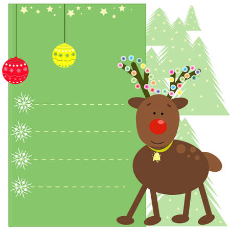 Christmas greeting card with cute reindeer and place for your text.のイラスト素材
