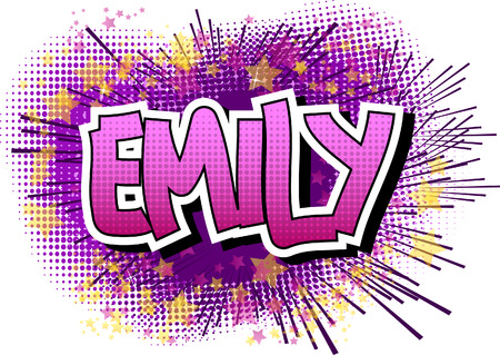 Emily - Comic book style female name on comic book abstract background.のイラスト素材