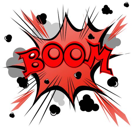 Boom - Comic book, cartoon explosion isolated on white background.のイラスト素材