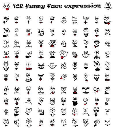 Vector illustration of 102 cartoon facial expression.のイラスト素材