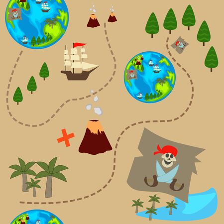 Vector pattern of an old treasure map.のイラスト素材