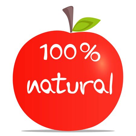 Apple and 100 percent natural text, on white background.のイラスト素材