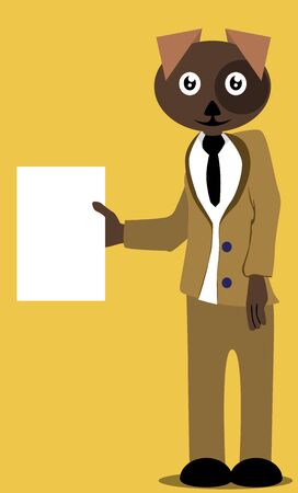 Dog holding a blank paperのイラスト素材