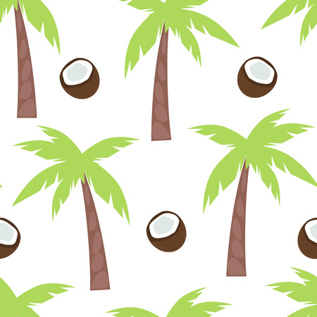Illustration of a seamless pattern with palm trees and coconut.のイラスト素材