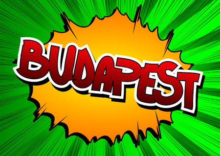 Budapest - Comic book style word on comic book abstract background.のイラスト素材
