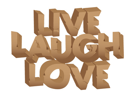 Inspirational quote live laugh love, the letters are made of stones.のイラスト素材