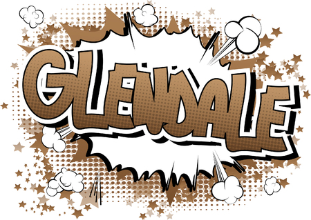 Glendale - Comic book style word on comic book abstract background.のイラスト素材