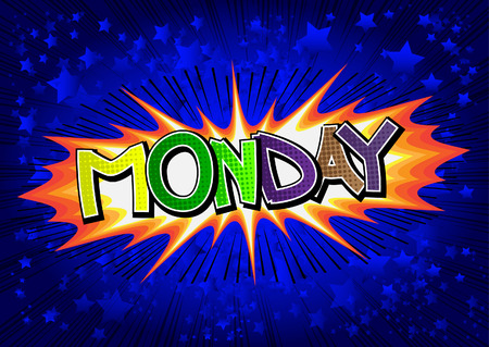 Monday - Comic book style word on comic book abstract background.のイラスト素材