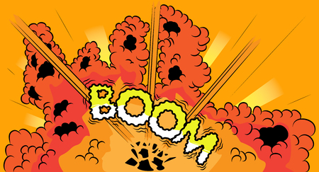 Comic book, cartoon explosion with boom word.のイラスト素材