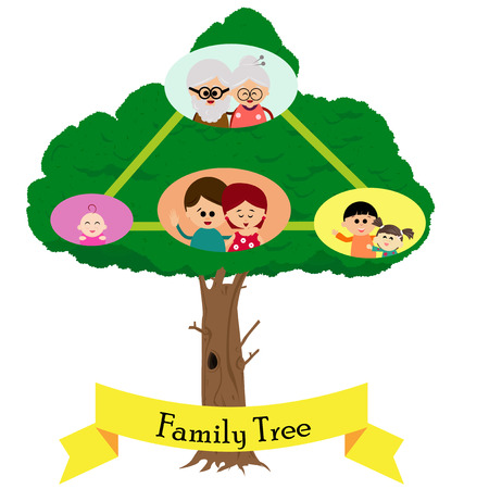 Family tree with grandparents, parents and children.のイラスト素材