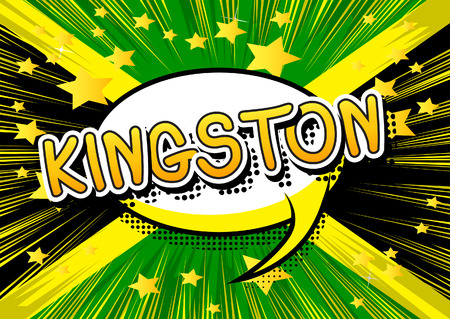 Kingston - Comic book style text on comic book abstract background.のイラスト素材