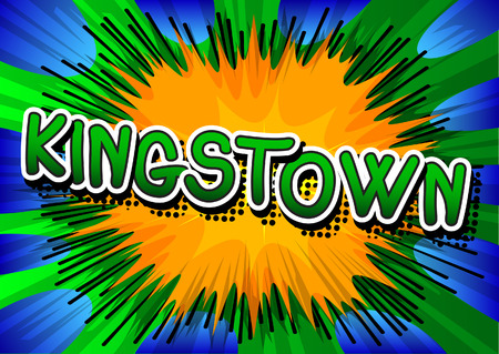 Kingstown - Comic book style text on comic book abstract background.のイラスト素材