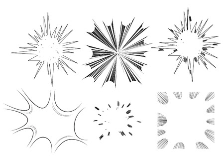 Vector illustrated comic book style explosions on white background.のイラスト素材