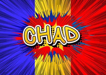 Chad - Comic book style text on comic book abstract background.のイラスト素材