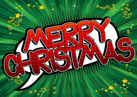 Vector illustrated comic book style Christmas card.のイラスト素材