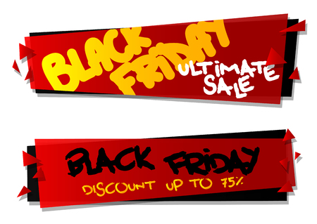 Vector illustrated Black Friday banners on white backgroundのイラスト素材