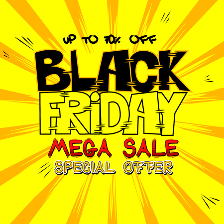 Vector illustrated comic book style Black friday posterのイラスト素材