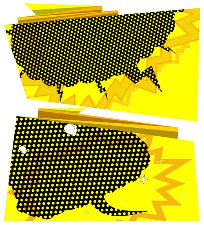 Vector banner set with comic book effects on the front.のイラスト素材