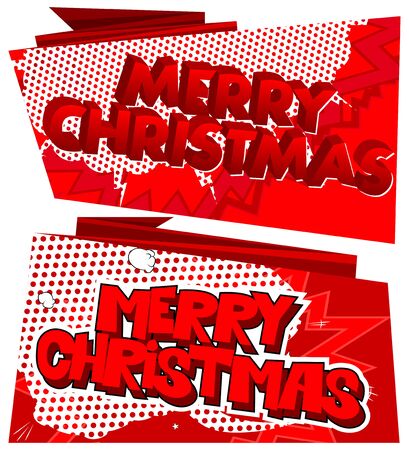 Vector Christmas banner set with comic book effects on the front.のイラスト素材