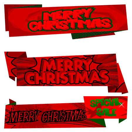 Christmas vector origami bannersのイラスト素材