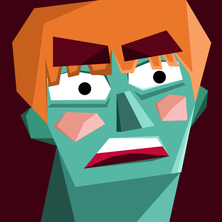 Vector avatar or icon of cartoon monster head, face.のイラスト素材