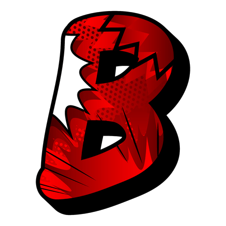 Letter B filled with comic book background.のイラスト素材