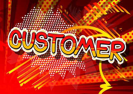 Customer - Comic book style word on abstract pattern.のイラスト素材