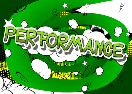 Performance - Comic book word on abstract background.のイラスト素材