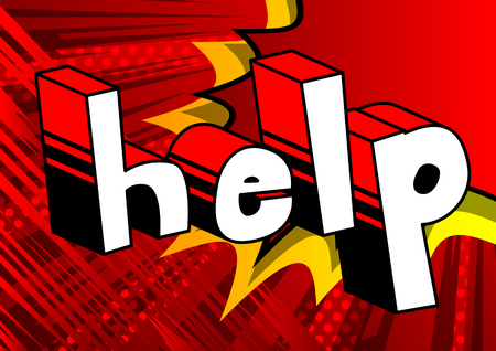 Help - Comic book style phrase on abstract background.のイラスト素材