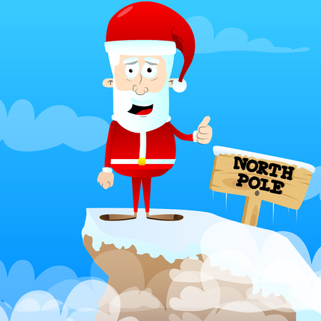 Santa Claus character with thumb up gesture. Vector cartoon illustration.のイラスト素材