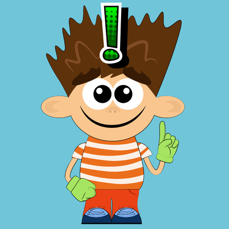 Vector illustrated cartoon boy with I know gesture.のイラスト素材