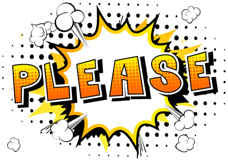 Please - Comic book style word on abstract background.のイラスト素材
