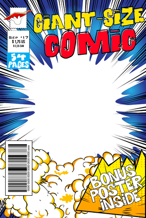 Editable comic book cover with blank explosion background.のイラスト素材