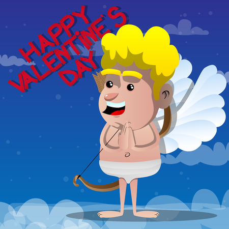 Cupid with praying hands. Vector cartoon character illustration.のイラスト素材